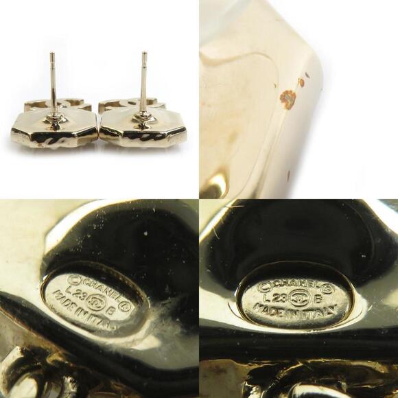 CHANEL Authentic Gold Logo Earrings
